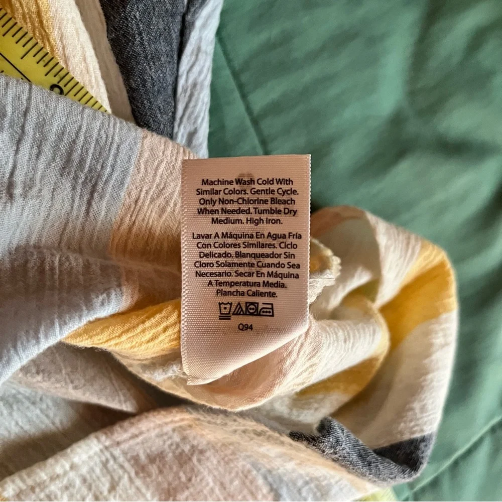 Time and Tru Women’s Casual Striped Shirt - Yellow Blue and Gray - Picture 11 of 11